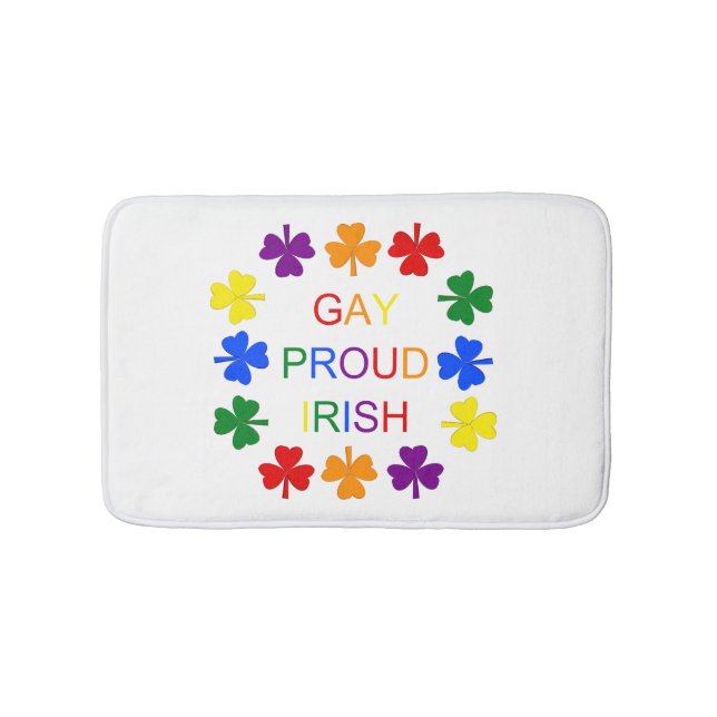 Alfombrilla De Baño Gay Proud Irlandés LGBT Rainbow Shamrock (Anverso)