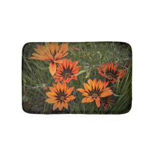 Alfombrilla De Baño Gazanias Bath Mat, naranja y negro