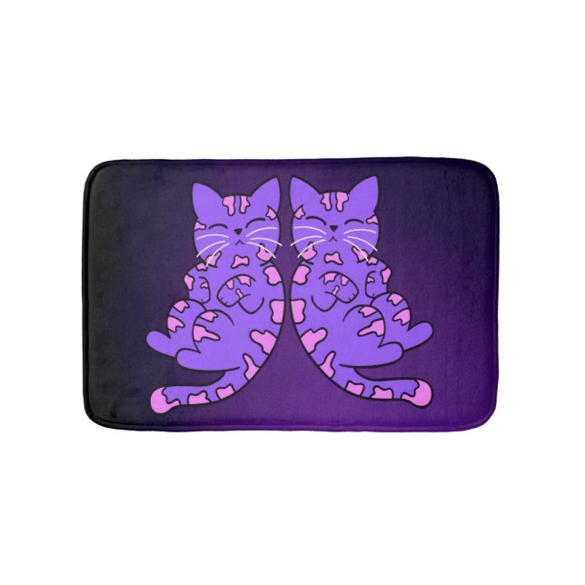 Alfombrilla De Baño Gemelos morados de gatito (Anverso)