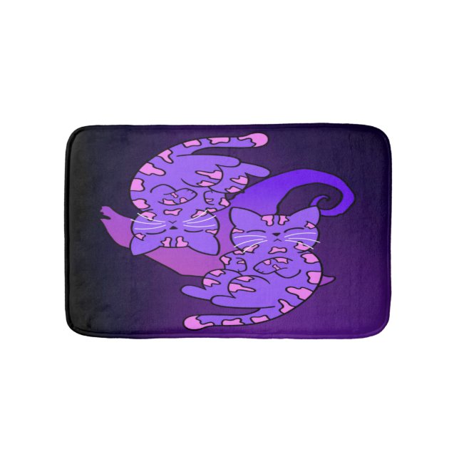 Alfombrilla De Baño Gemini Purple Gemini Retro Neon Kittens personaliz (Anverso)