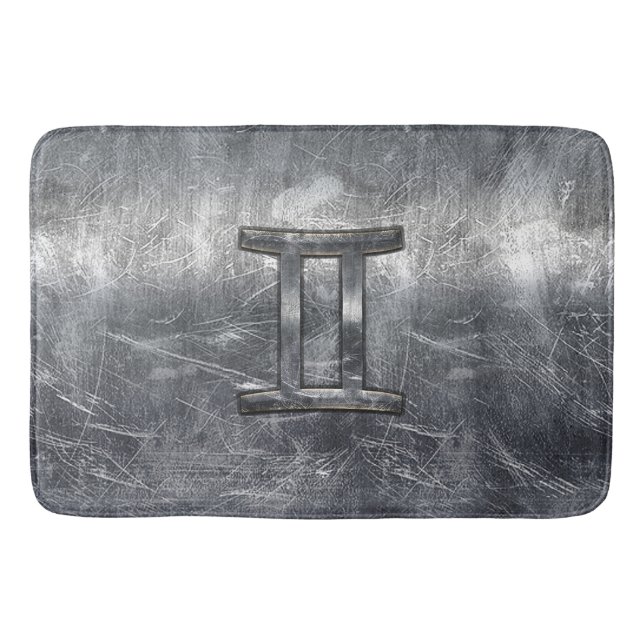 Alfombrilla De Baño Gemini Zodiac Rótulo Grunge Plata con problemas (Anverso)