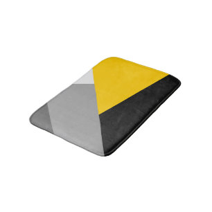 Alfombrilla De Baño Geo amarillo y negro gris moderno simple