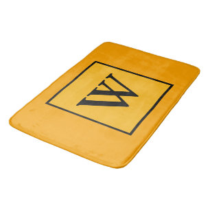 Alfombrilla De Baño Geométrica del Monograma Negro Royal Gold