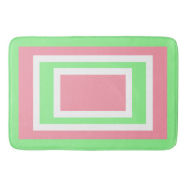 Alfombrilla De Baño Geométrica rosa blanca verde