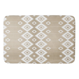 Alfombrilla De Baño Geométrico Blanco Tribal Beige Boho