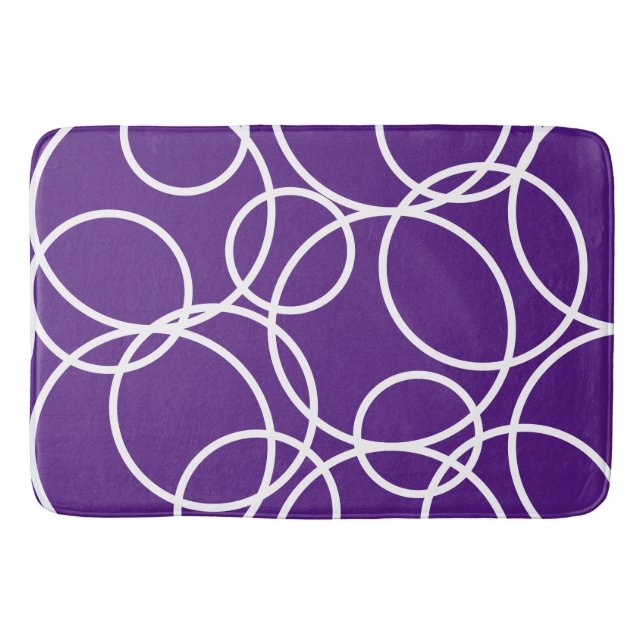 Alfombrilla De Baño Geométrico Círculos Blancos Púrpura Resumen Modern (Anverso)