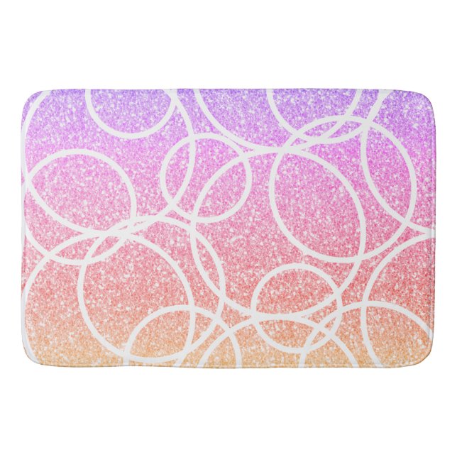 Alfombrilla De Baño Geométrico Círculos Blancos Purpurina Arcoiris Res (Anverso)