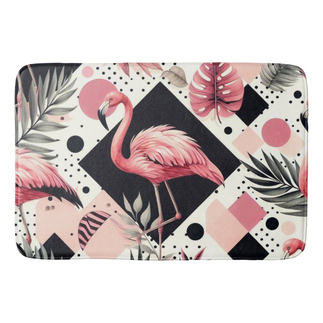 Alfombrilla De Baño Geométrico de flamingo de corte (Anverso)