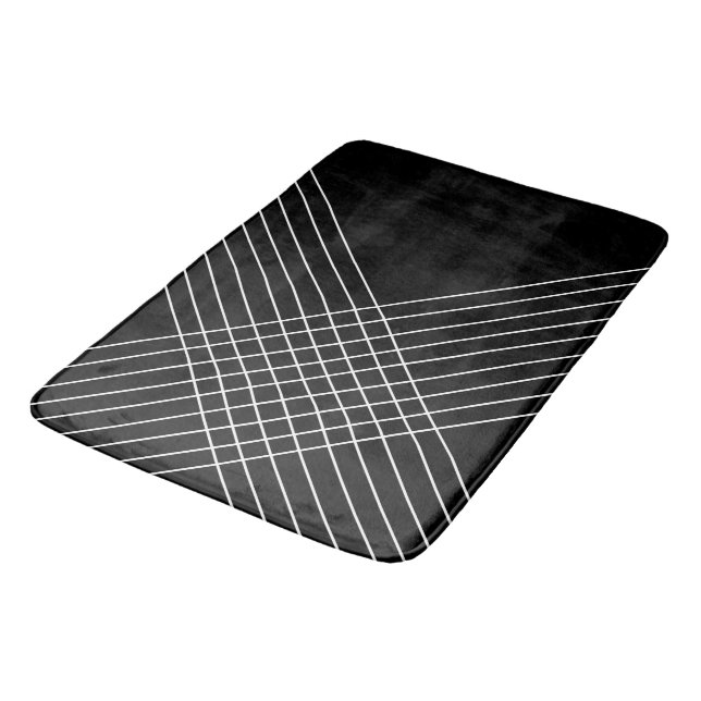 Alfombrilla De Baño Geométrico Elegante De Moda En Negro (Angular)