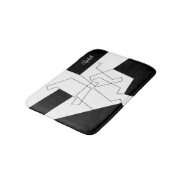 Alfombrilla De Baño Geométrico Moderno Personalizado Blanco y Negro