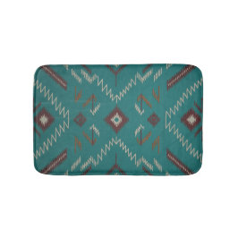Alfombrilla De Baño Geométrico Navajo del Suroeste Verde Azul