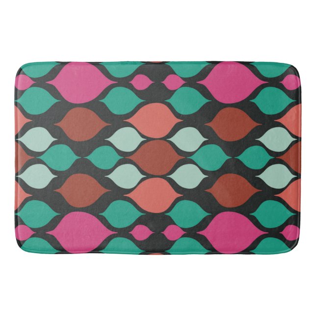 Alfombrilla De Baño Geométrico negro moderno de Mid Century (Anverso)