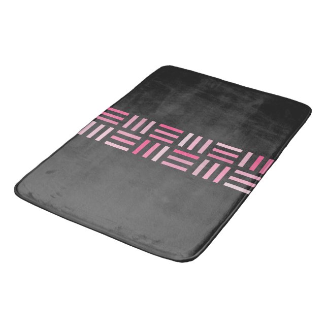 Alfombrilla De Baño Geométrico negro y rosa (Angular)