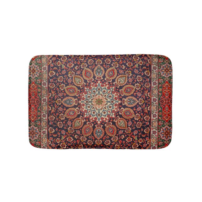 Alfombrilla De Baño Geométrico radial negro persa Tabriz  (Anverso)