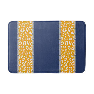 Alfombrilla De Baño Geopardo, azul marino, blanco, amarillo mostaza, c