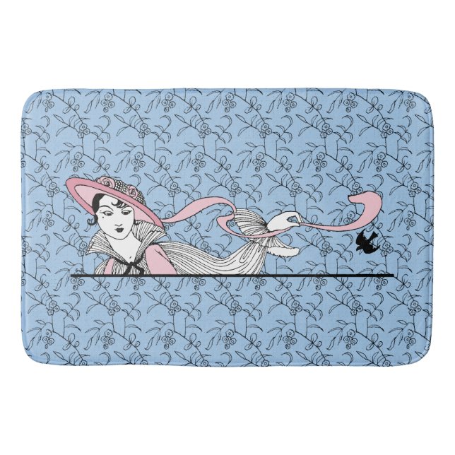 Alfombrilla De Baño Georges Barbier 1920 Fashion Lady and Bird (Anverso)
