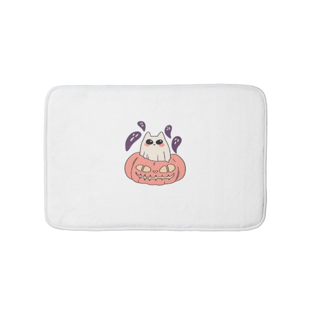 Alfombrilla De Baño Ghost Kitty en una calabaza clásica camiseta (Anverso)
