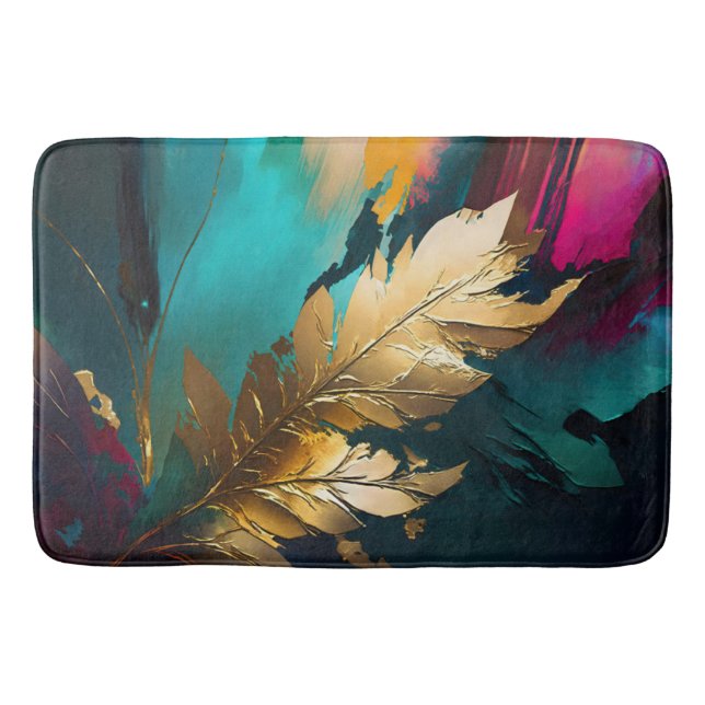 Alfombrilla De Baño Gilded Feather – Luxe Abstract Elegance (Anverso)