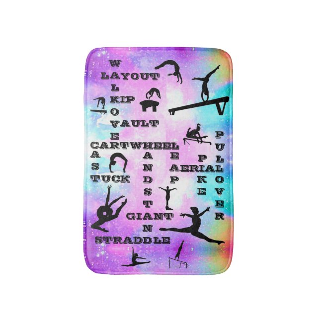 Alfombrilla De Baño Gimnasia Habilidades Crosswords Bath Mat (Frente vertical)