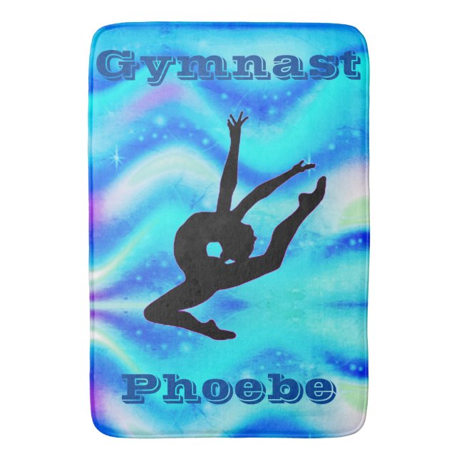 Alfombrilla De Baño Gimnasia Salta Personalizado Blue Bath Mat chicas (Frente vertical)