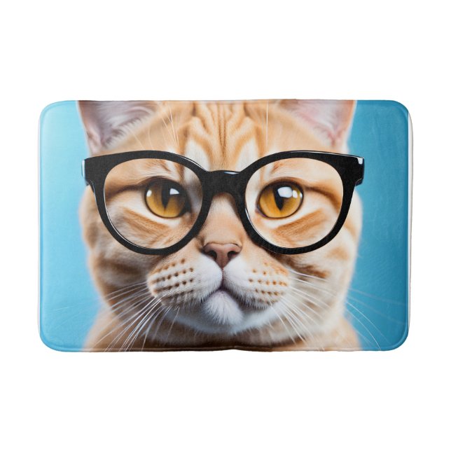 Alfombrilla De Baño Ginger Cat Wearing Glass (Anverso)