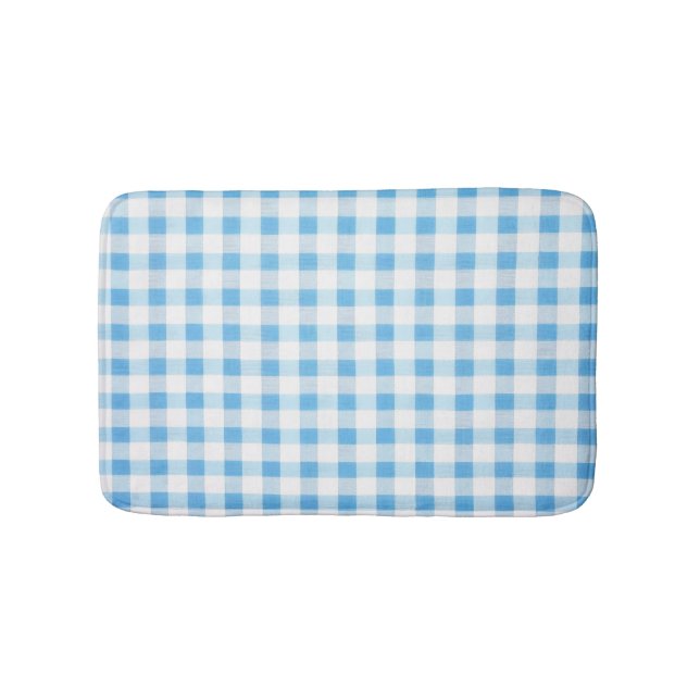 Alfombrilla De Baño Gingham Azul Bebé (Anverso)