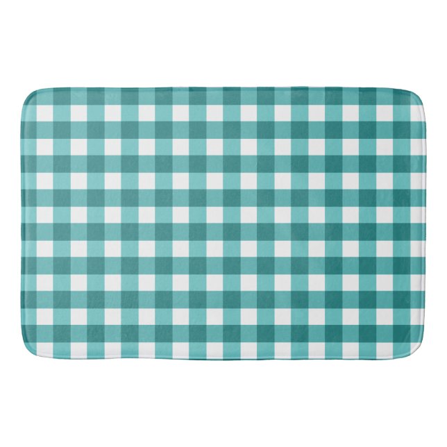Alfombrilla De Baño gingham verde azulada (Anverso)