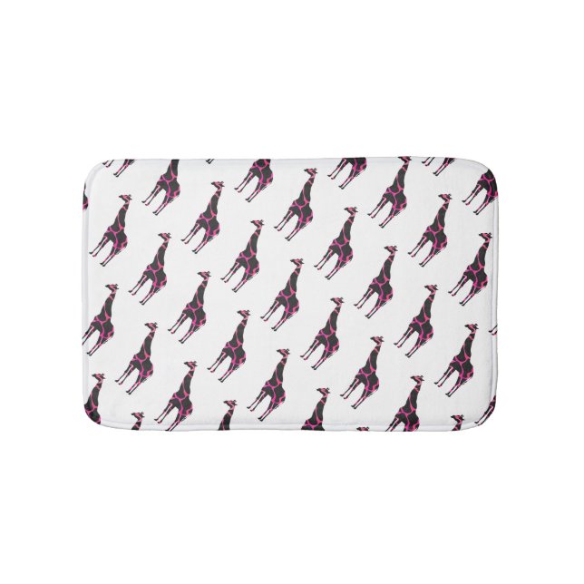 Alfombrilla De Baño Giraffe Hot Pink and Black Silhouette (Anverso)