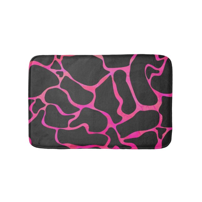 Alfombrilla De Baño Giraffe Impresión rosa y negra caliente (Anverso)