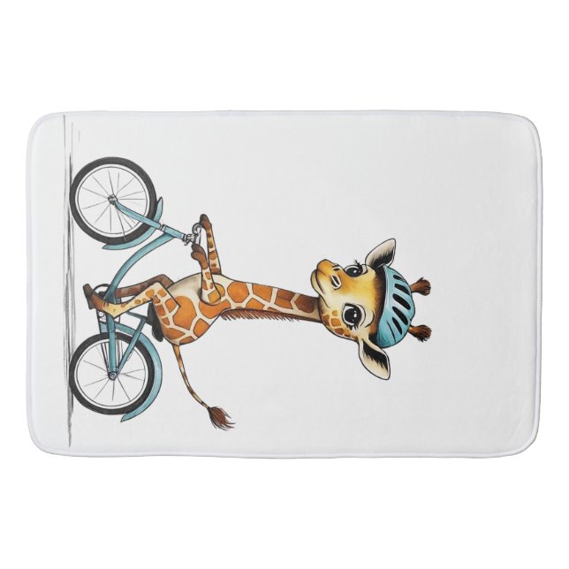 Alfombrilla De Baño Giraffe montando una bicicleta - Lápiz de mano (Anverso)