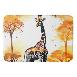 Alfombrilla De Baño Giraffe Savannah Art