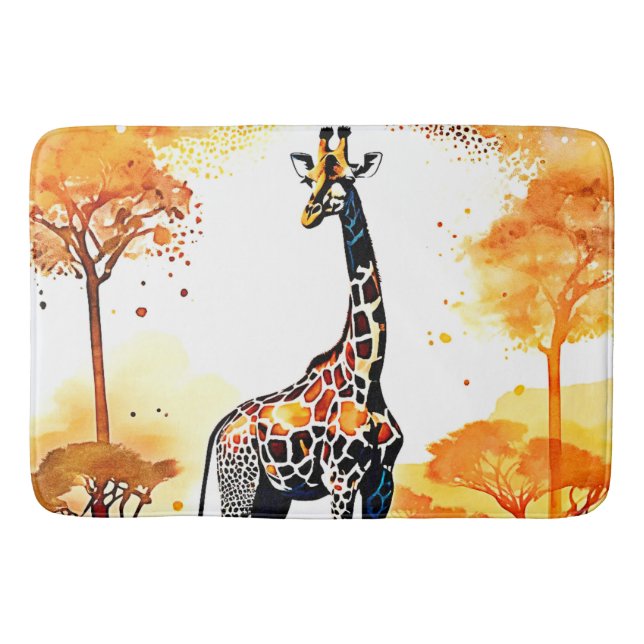 Alfombrilla De Baño Giraffe Savannah Art (Anverso)