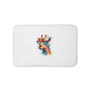 Alfombrilla De Baño Giraffe Vintage Gafas de sol Gracioso animal afric