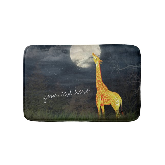 Alfombrilla De Baño Giraffe y Luna | Personalizado Bath Mat (Anverso)