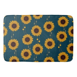 Alfombrilla De Baño Girasoles Amarillos de Flores Retro Art Nouveau