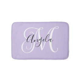 Alfombrilla De Baño Girly Calligraphy Monogram Pale Lavender