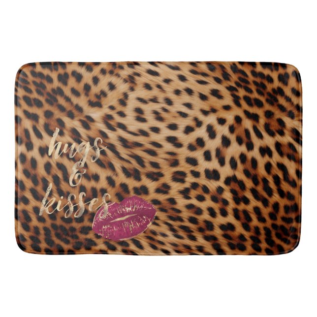 Alfombrilla De Baño Girly Glam Leopard abrazos y besos (Anverso)
