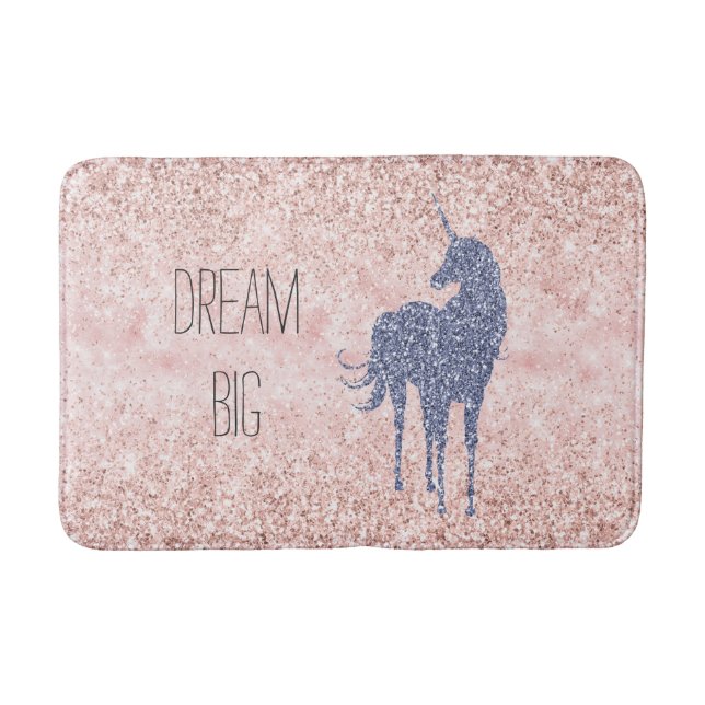 Alfombrilla De Baño Girly Glam Rubor Pink Purple Unicorn Purpurina (Anverso)