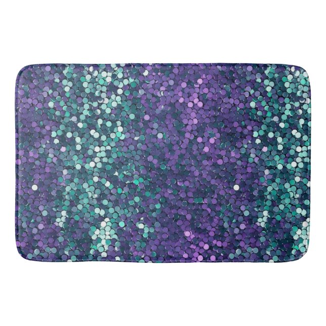 Alfombrilla De Baño Girly Purple Aqua Mermaid Sparkle (Anverso)