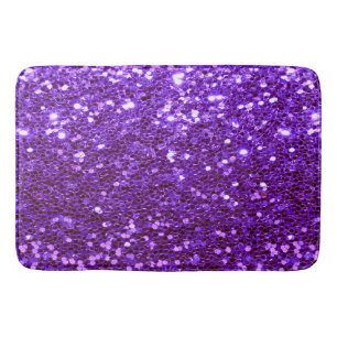 Alfombrilla De Baño Girly Purple Purpurina Bling Glam Modern