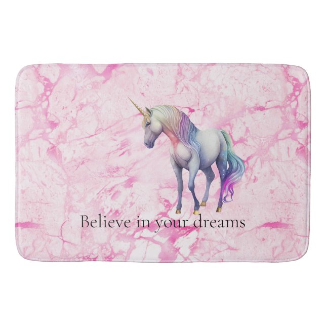Alfombrilla De Baño Girly Swirly Pink Unicorn (Anverso)