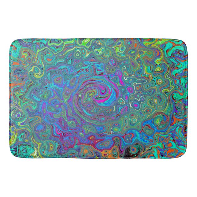 Alfombrilla De Baño Giro retro verde magenta, azul y espuma marina (Anverso)