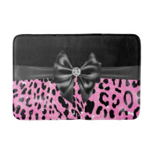 Glam Black Bow Diamond Purpurina Rosado Leopardo