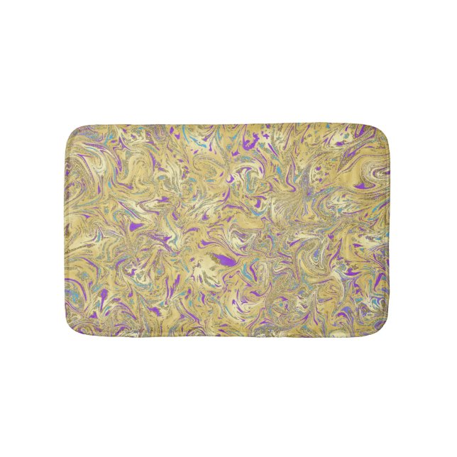 Alfombrilla De Baño Glam, Purpurina de oro azul morado de Swirn (Anverso)