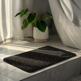 Alfombrilla De Baño Glam purpurina de oro y chispas en imagen negra