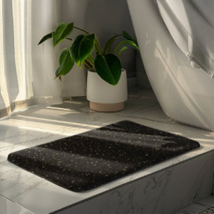 Alfombrilla De Baño Glam purpurina de oro y chispas en imagen negra