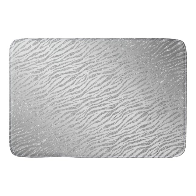 Alfombrilla De Baño Glam Purpurina plateado de impresión animal (Anverso)