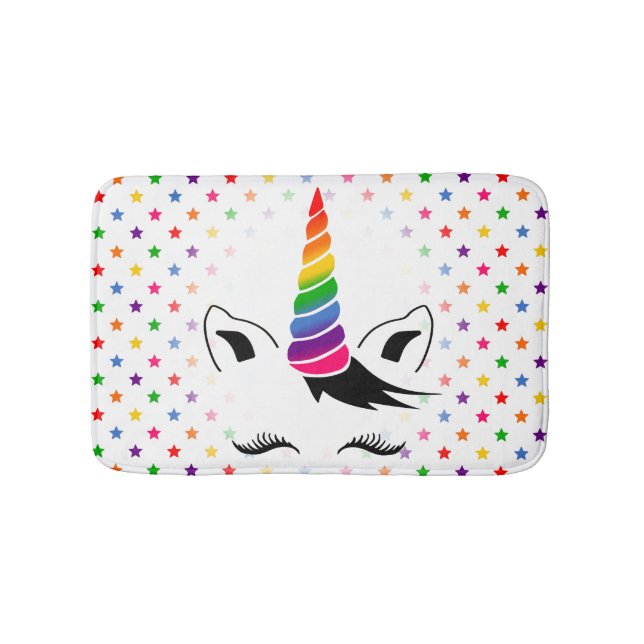 Alfombrilla De Baño Glam Rainbow Unicorn (Anverso)