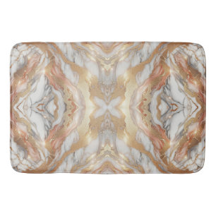 Alfombrilla De Baño Glam Rosa Dorado Lujoso Marmol Mariposa Tendente