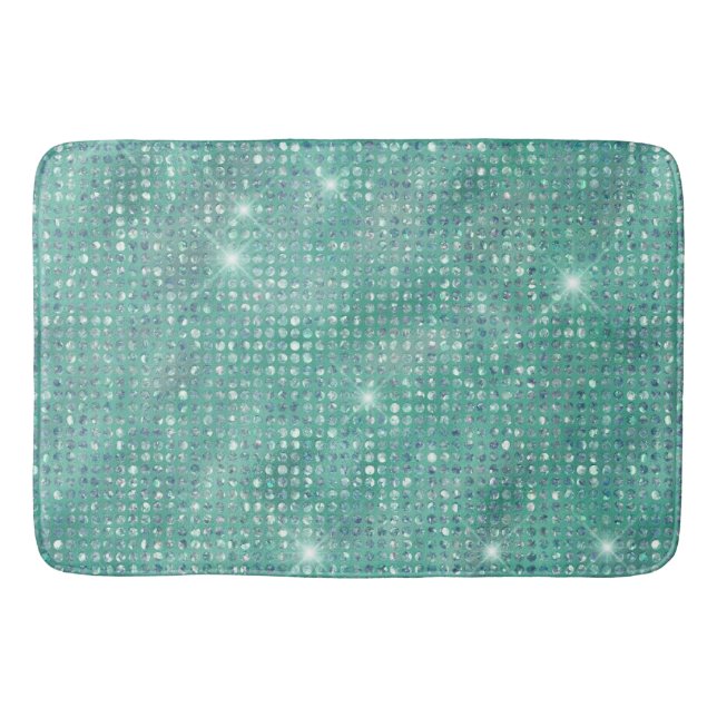 Alfombrilla De Baño Glam Sparkle Dots Sea Glass Green (Anverso)